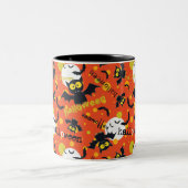 Happy Halloween Vampire Fang Bat Spooky Design Zweifarbige Tasse (Mittel)