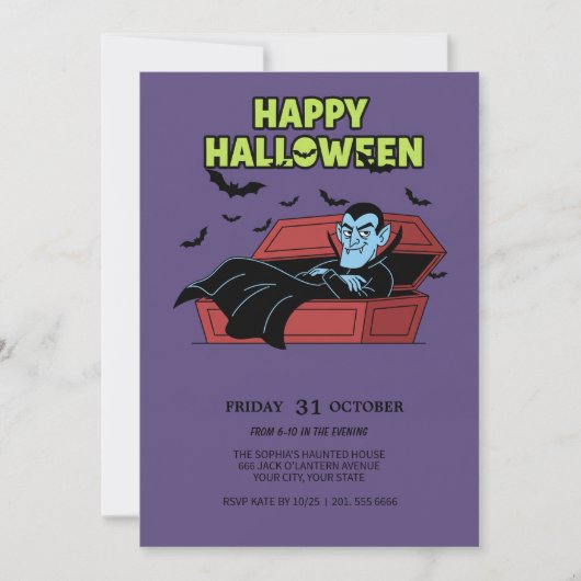 Happy Halloween Vampire Invite Einladung (Vorderseite)
