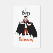 Happy Halloween Vampire Ornament Aus Metall (Vorderseite links)