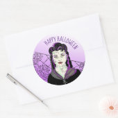 Happy Halloween Vampire und Spinnennetze Runder Aufkleber (Umschlag)
