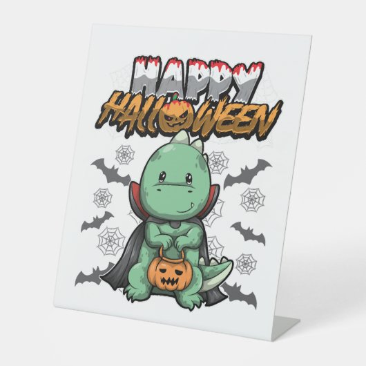 Happy Halloween verkleideter Drache Sockelschild (Vorderseite)
