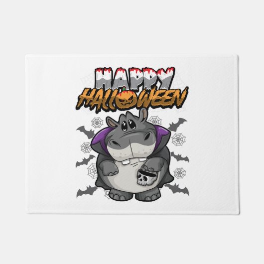 Happy Halloween verkleideter Hippopotamus Fußmatte (Vorderseite)