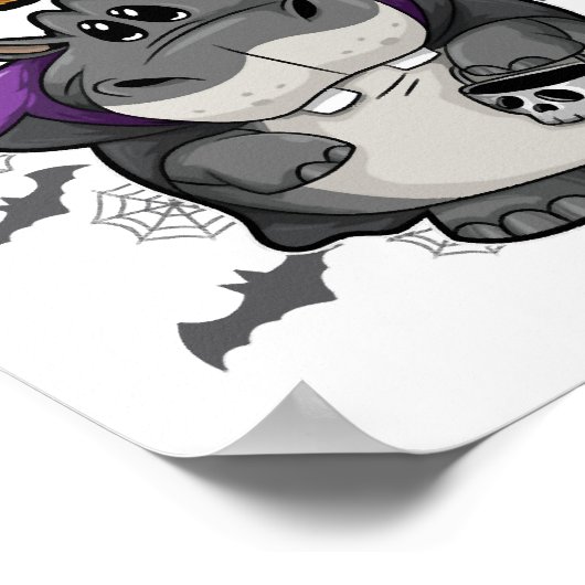 Happy Halloween verkleideter Hippopotamus Poster (Ecke)