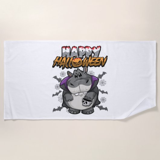 Happy Halloween verkleideter Hippopotamus Strandtuch (Vorderseite)