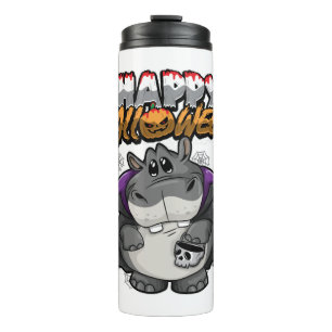 Happy Halloween verkleideter Hippopotamus Thermosbecher