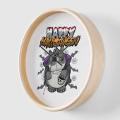 Happy Halloween verkleideter Hippopotamus Uhr (Winkel)