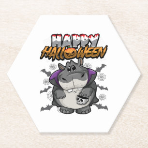 Happy Halloween verkleideter Hippopotamus Untersetzer