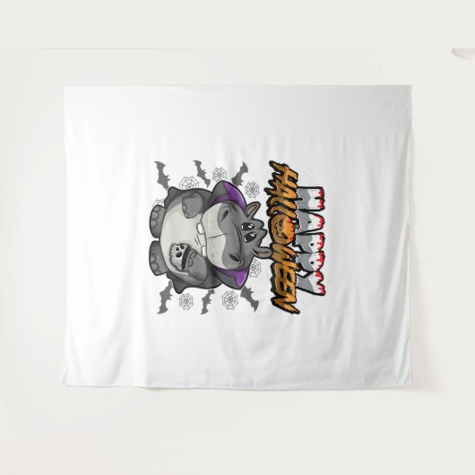 Happy Halloween verkleideter Hippopotamus Wandteppich (Vorderseite (Horizontal))