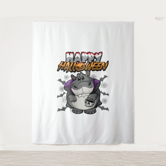 Happy Halloween verkleideter Hippopotamus Wandteppich (Vorderseite)