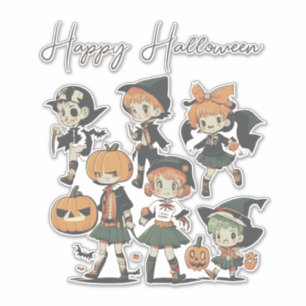 Happy Halloween Vintag Children Illustration Aufkleber