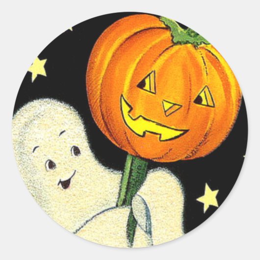 Happy Halloween Vintag Ghost und Pumpkin Sticker (Vorderseite)