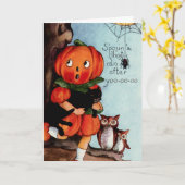 Happy Halloween Vintag Illustration Karte (Gelbe Blume)