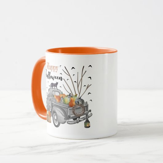 Happy Halloween Vintag Truck Pumpkins Tasse (Vorderseite Links)