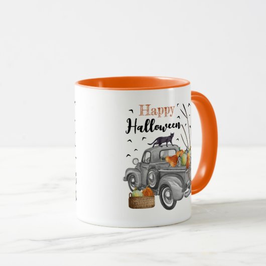 Happy Halloween Vintag Truck Pumpkins Tasse (VorderseiteRechts)