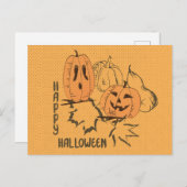 Happy Halloween Vintage Einladung Postkarte (Vorne/Hinten)