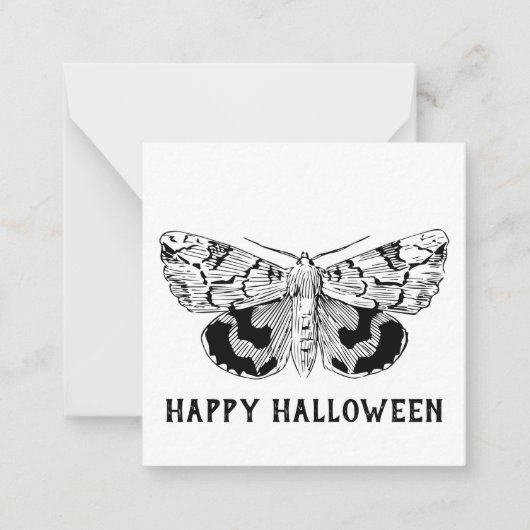 "Happy Halloween" Vintage Moth Gothic Mitteilungskarte (Vorderseite)