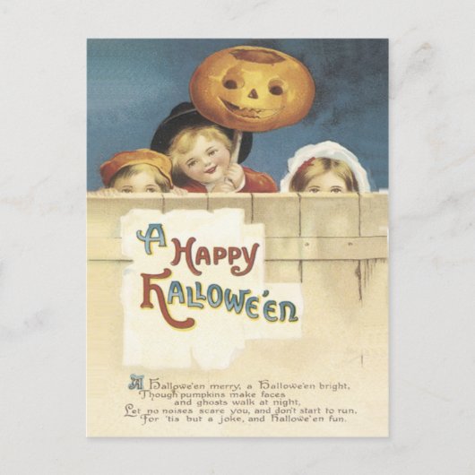 Happy Halloween Vintage Postkarte (Vorderseite)