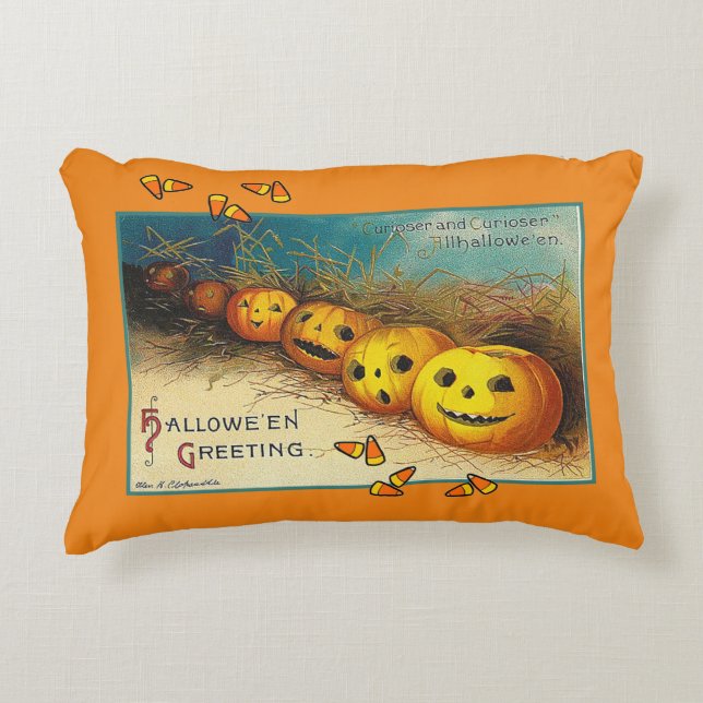 Happy Halloween Vintager Jack o' Lantern Dekokissen (Vorderseite)