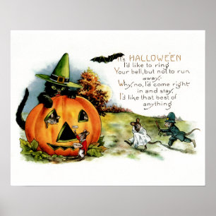 Happy Halloween Vintages Halloween Postkartenkunst Poster