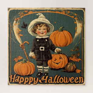 Happy Halloween Vintages Kind und Kürpen Puzzle