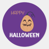 Happy Halloween Violet Pumpkin Round Label Sticker (Vorderseite)