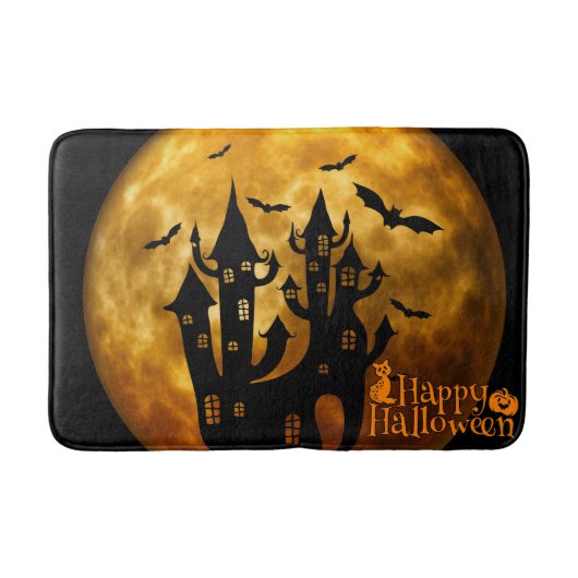 Happy Halloween (Vollmond) Badematte (Vorderseite)