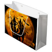 Happy Halloween (Vollmond) Große Geschenktüte (Vorderseite Schrägansicht)