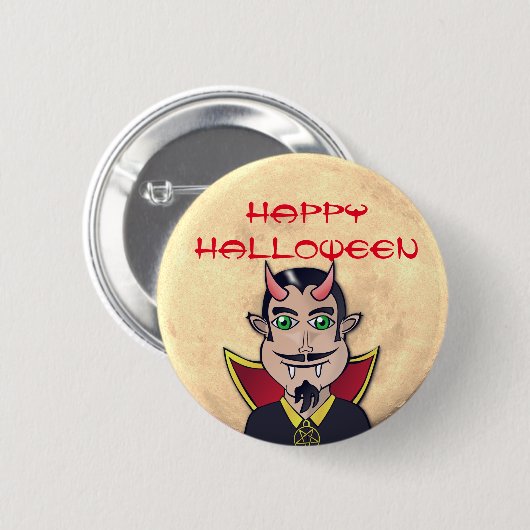 Happy Halloween / Vollmond mit Vampire Button (Vorne & Hinten)