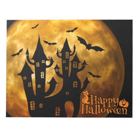 Happy Halloween (Vollmond) Notizblock (Vorderseite)