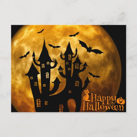 Happy Halloween (Vollmond) Postkarte (Vorderseite)