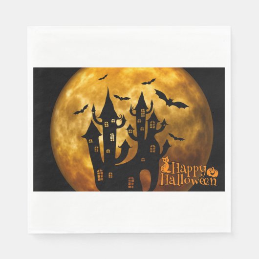Happy Halloween (Vollmond) Serviette (Vorderseite)