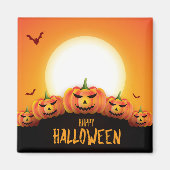 Happy Halloween (Vollmond und Pumpkins) Magnet (Vorne)