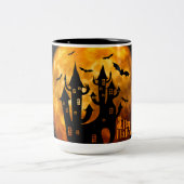 Happy Halloween (Vollmond) Zweifarbige Tasse (Mittel)