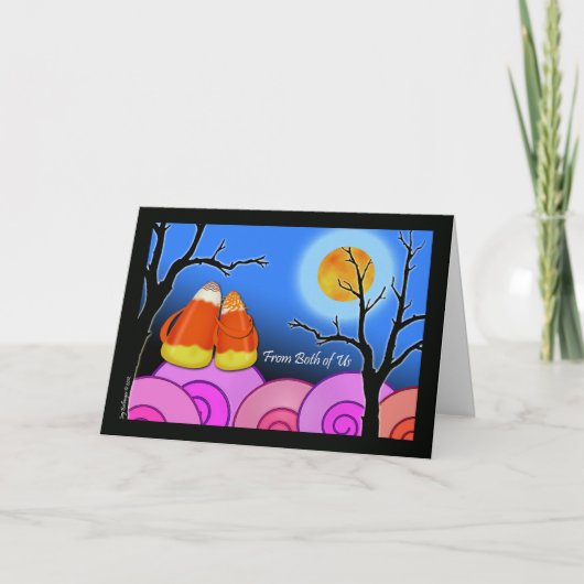 Happy Halloween von uns beiden, Candy Corn Couple Karte (Vorderseite)