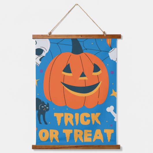 Happy Halloween Wandteppich Mit Holzrahmen (Vorderseite)