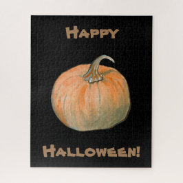 Happy Halloween Watercolor Pumpkin Puzzle