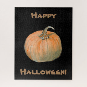 Happy Halloween Watercolor Pumpkin Puzzle