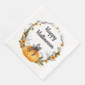 Happy Halloween Watercolor Pumpkin Wreath Serviette (Ecke)