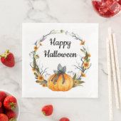 Happy Halloween Watercolor Pumpkin Wreath Serviette (Beispiel)