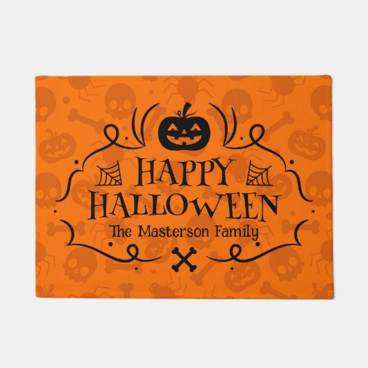 Happy Halloween Welcome Pumpkin Pattern Door Mat Fußmatte (Vorderseite)