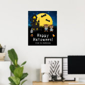 Happy Halloween Werewolfs Blue Party Sign Poster (Heimbüro)
