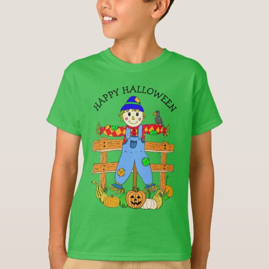 Happy Halloween Whimsical Cartoon Scarecrow T-Shirt (Vorderseite)