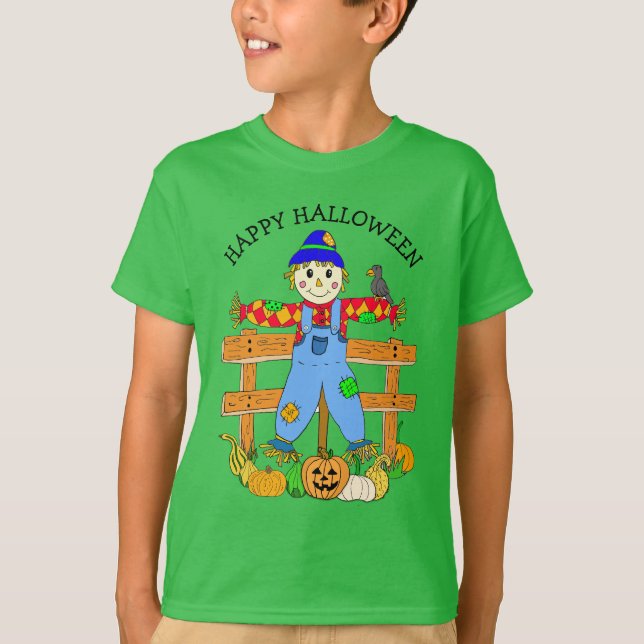 Happy Halloween Whimsical Cartoon Scarecrow T-Shirt (Vorderseite)