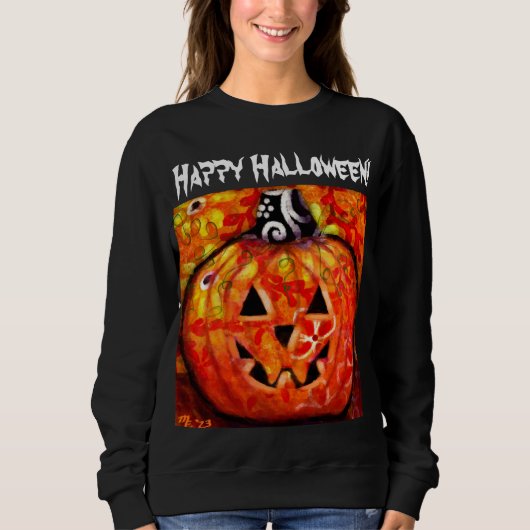 Happy Halloween Whimsical Jack-O-Lantern Pumpkin Sweatshirt (Vorderseite)