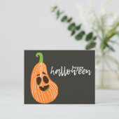 Happy Halloween Whimsical Pumpkin Postkarte (Stehend Vorderseite)