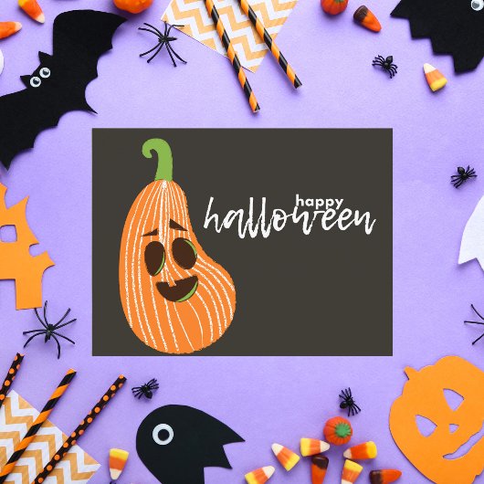 Happy Halloween Whimsical Pumpkin Postkarte