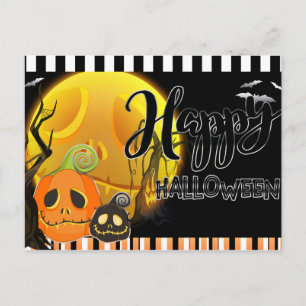 Happy Halloween Whimsical Smily Pumpkins Gruß Postkarte