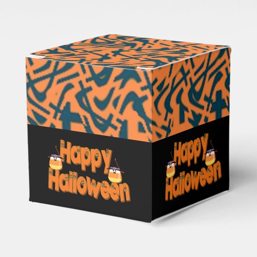 Happy Halloween Whimsical Text Cube Fevor Box Geschenkschachtel (Vorderseite)
