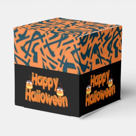 Happy Halloween Whimsical Text Cube Fevor Box Geschenkschachtel (Rückseite)