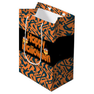 Happy Halloween Whimsical Text Gift Bags Mittlere Geschenktüte